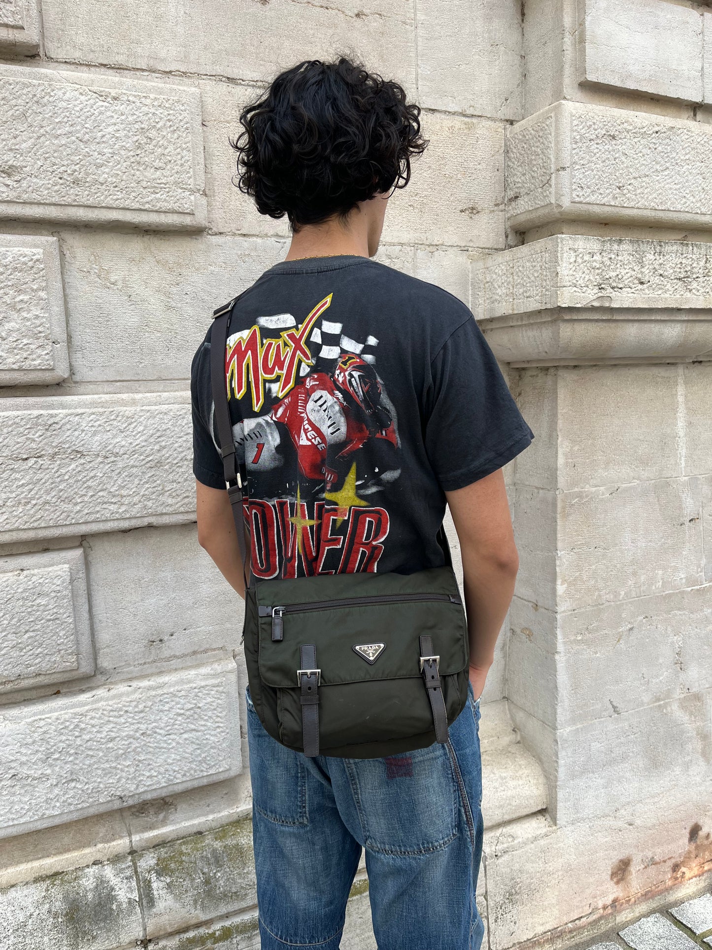 PRADA KAKI MESSENGER BAG