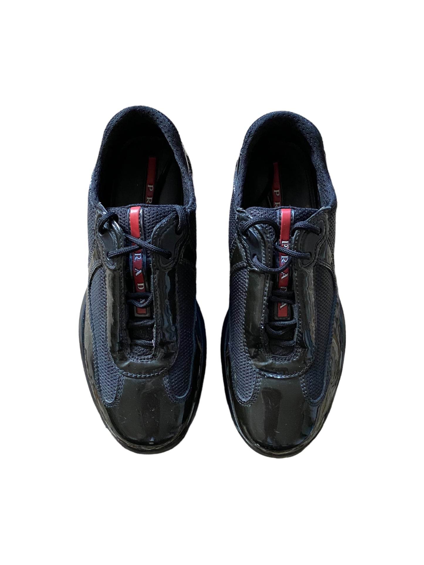 PRADA DARK GREEN LEATHER VERNIS PATENT AMERICA’S CUP SHOES