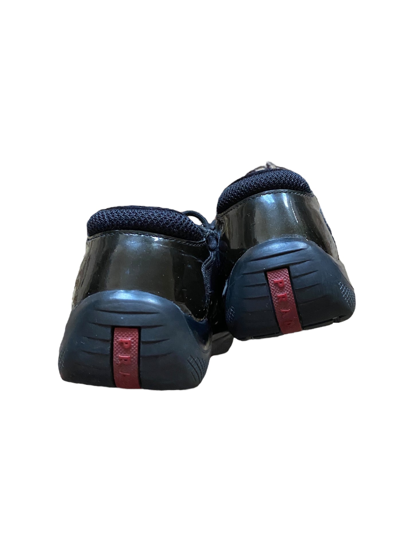 PRADA DARK GREEN LEATHER VERNIS PATENT AMERICA’S CUP SHOES