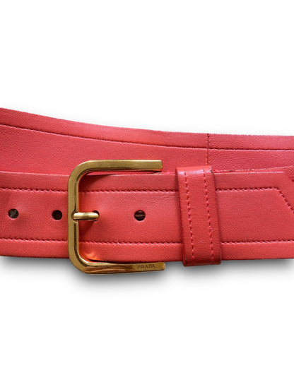 PRADA RED ROSE SOFT LEATHER BELT