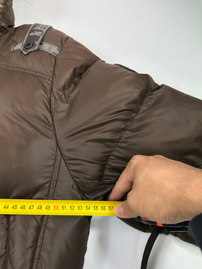 Dolce & Gabbana 00’s Brown Nylon Faux Fur Straps Bomber Hooded Puffer Jacket
