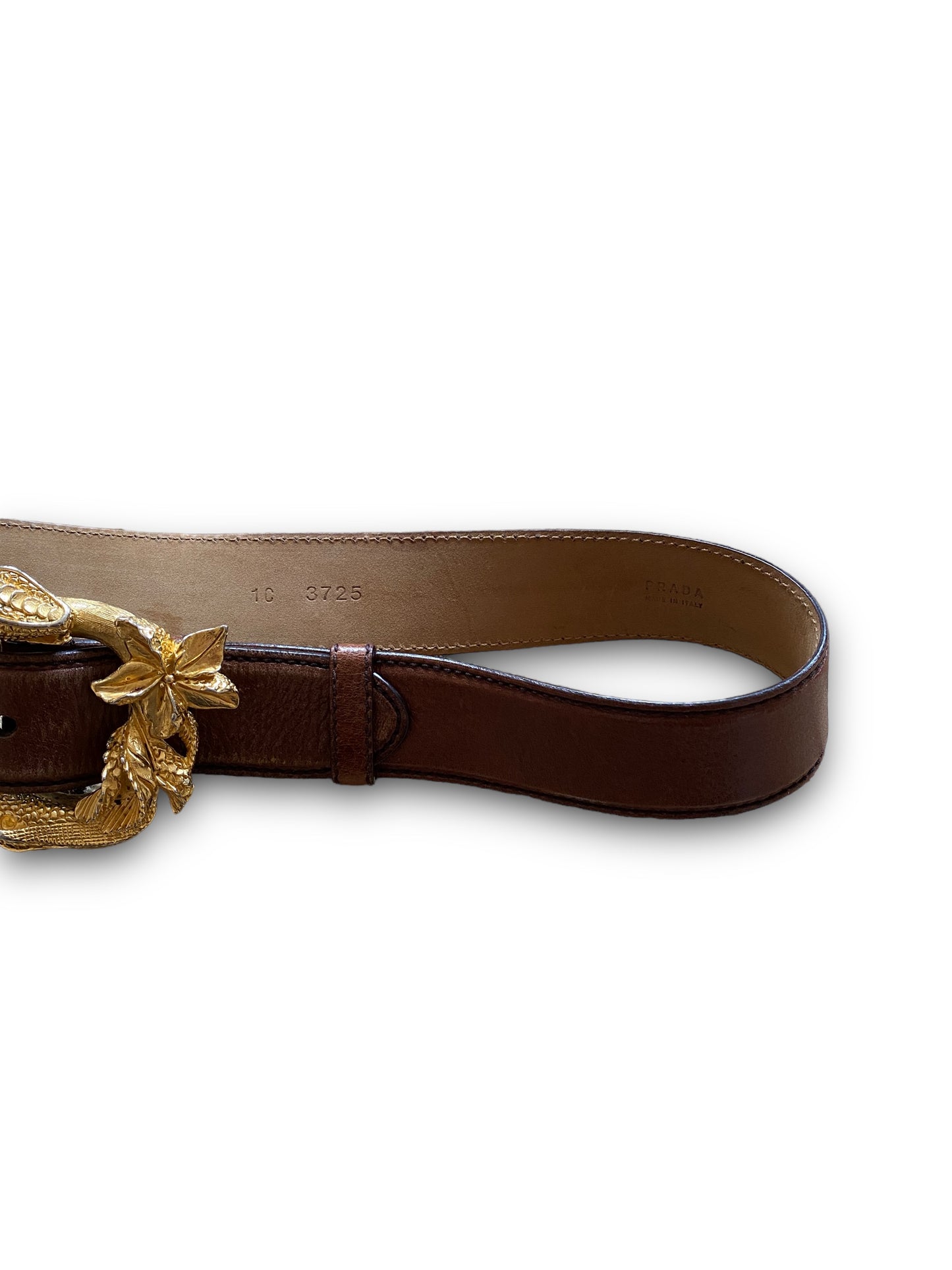 PRADA BROWN SNAKE LEATHER BELT