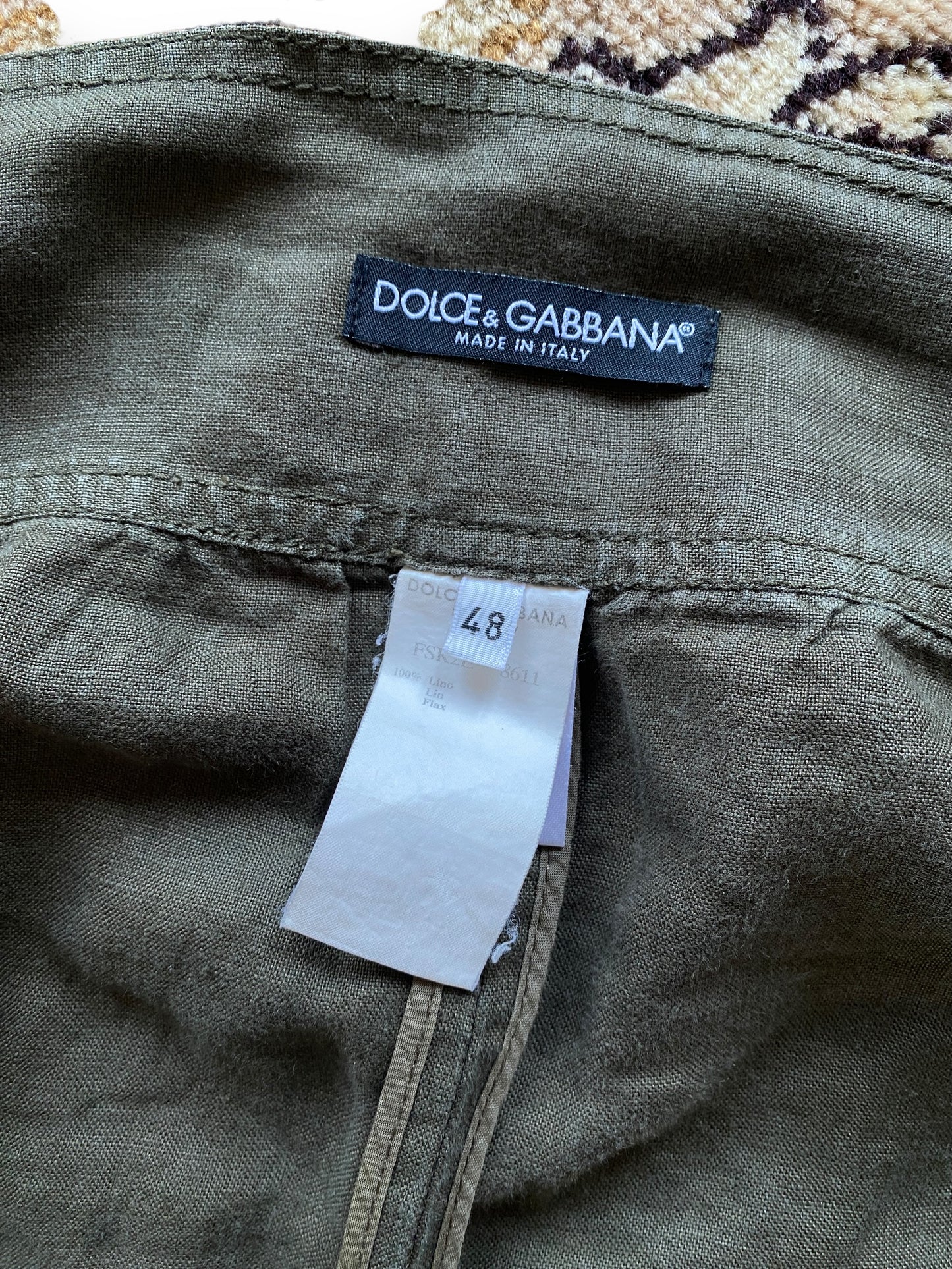 DOLCE & GABBANA PARACHUTE MILITARY OLIVE SKIRT (XL)