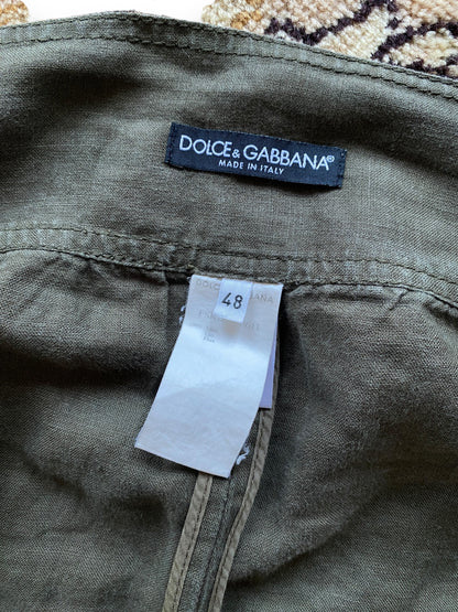 DOLCE & GABBANA PARACHUTE MILITARY OLIVE SKIRT (XL)