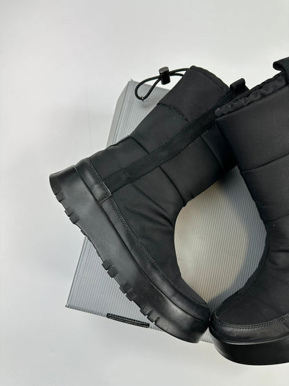 Prada black moon boots with chunky sole and polar lining, vintage FW1999 collection.