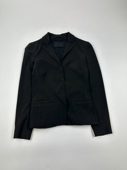 Prada black blazer jacket, 1998 collection, minimalist design, subtle wear, size 40IT.