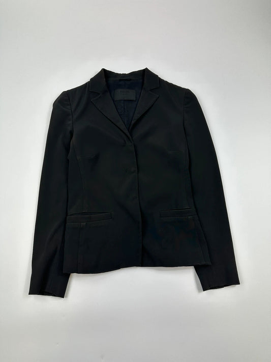 Prada black blazer jacket, 1998 collection, minimalist design, subtle wear, size 40IT.