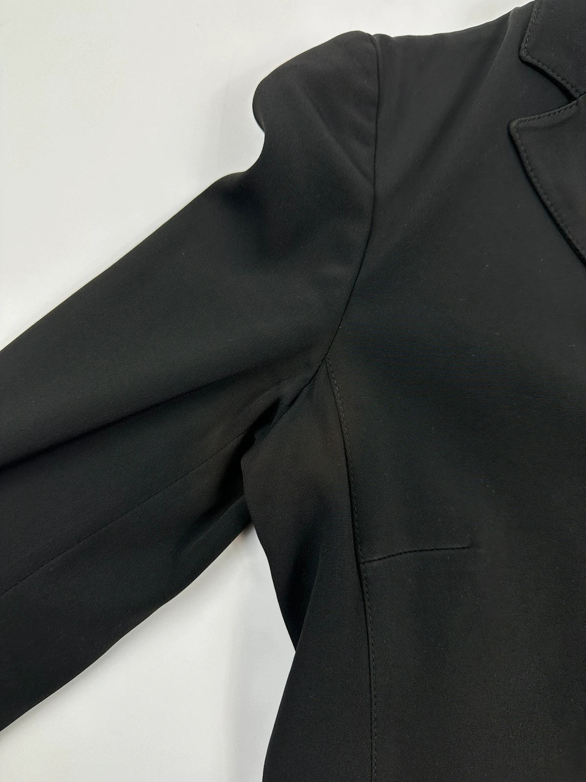 Prada black blazer jacket, 1998 collection, minimalist design, subtle wear, size 40IT.