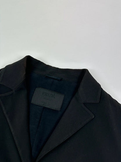 Prada black blazer jacket, 1998 collection, minimalist design, subtle wear, size 40IT.