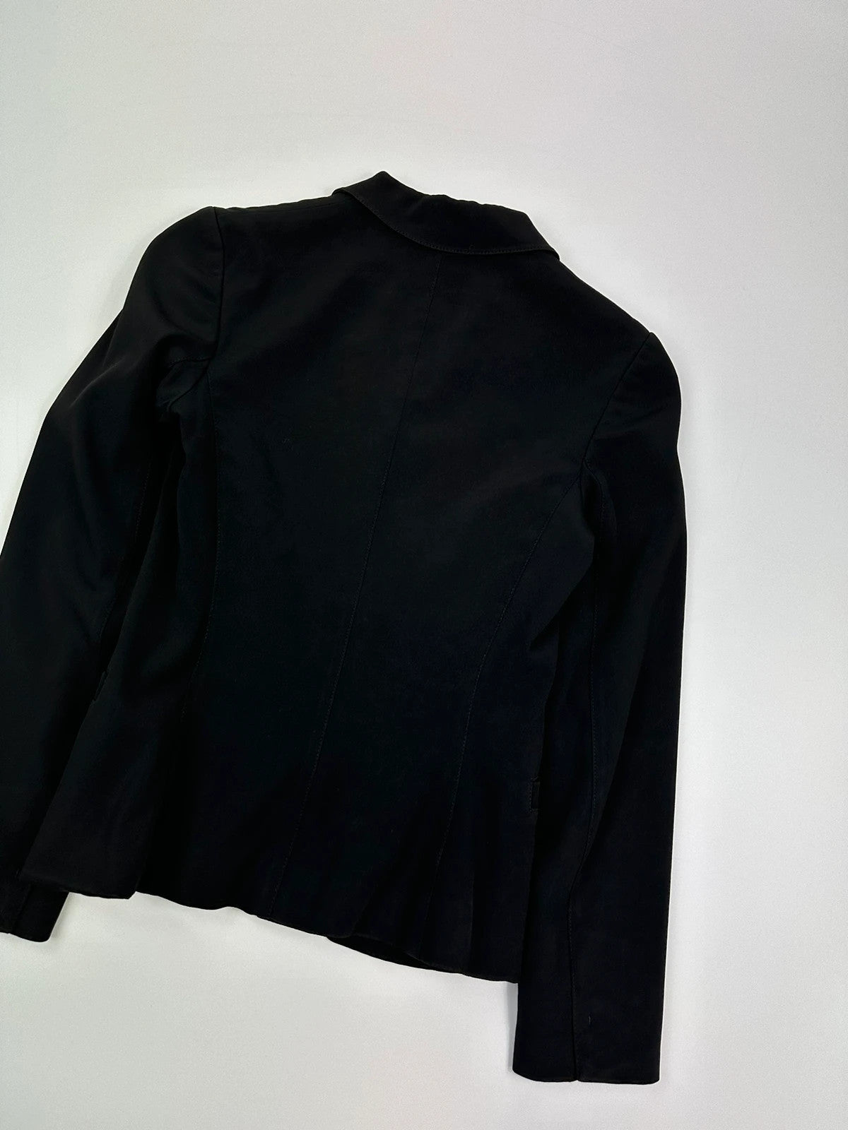 Prada black blazer jacket, 1998 collection, minimalist design, subtle wear, size 40IT.