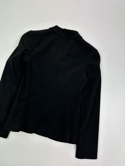 Prada black blazer jacket, 1998 collection, minimalist design, subtle wear, size 40IT.