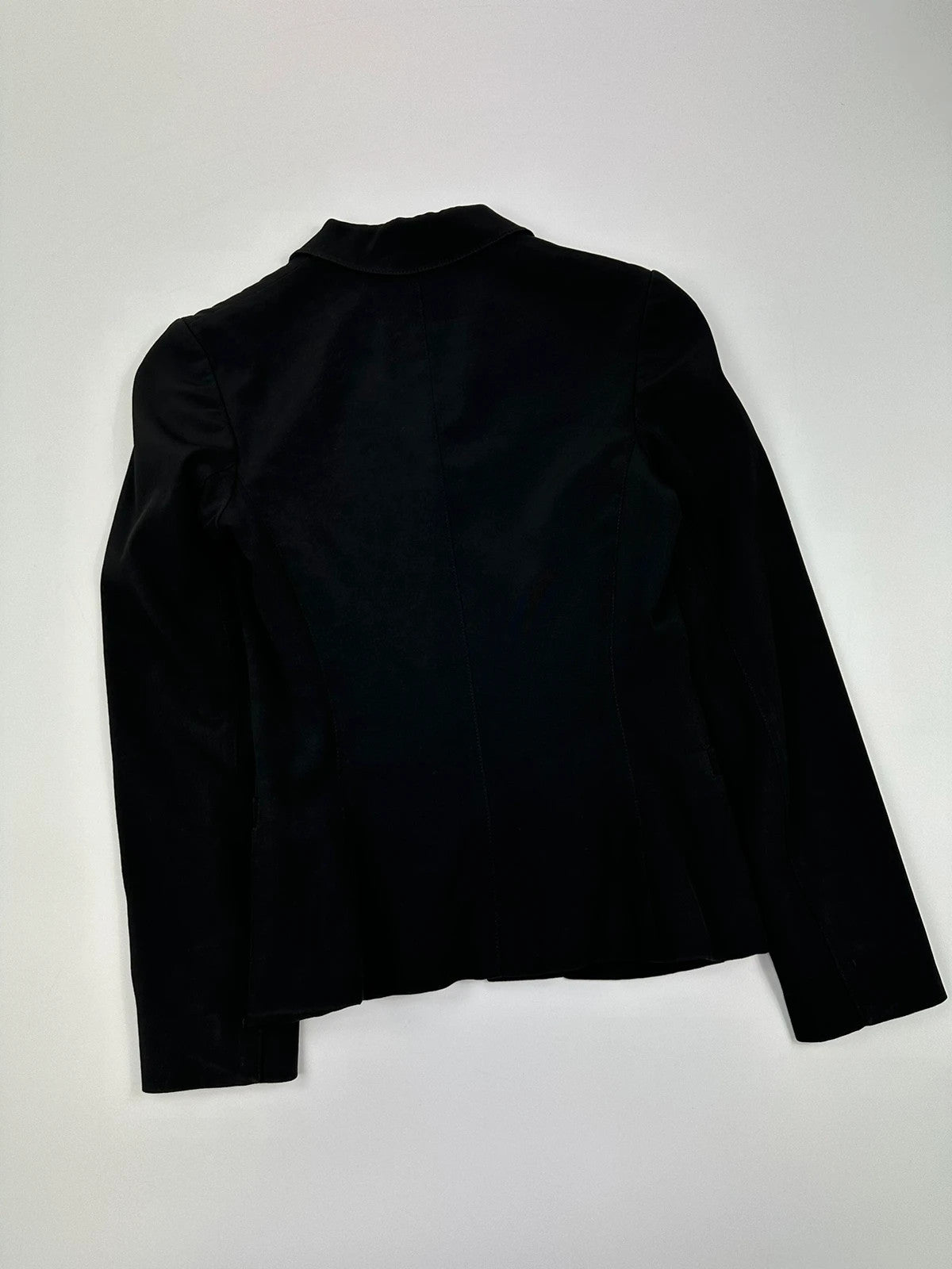 Prada black blazer jacket, 1998 collection, minimalist design, subtle wear, size 40IT.