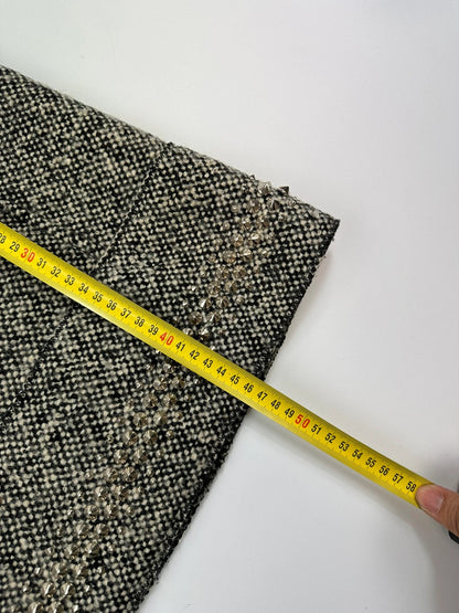 Miu Miu grey tweed skirt with strass spikes and nail details, size 44IT.