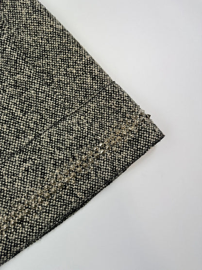 Miu Miu grey tweed skirt with strass spikes and nail details, size 44IT.