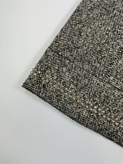 Miu Miu grey tweed skirt with strass spikes and nail details, size 44IT.