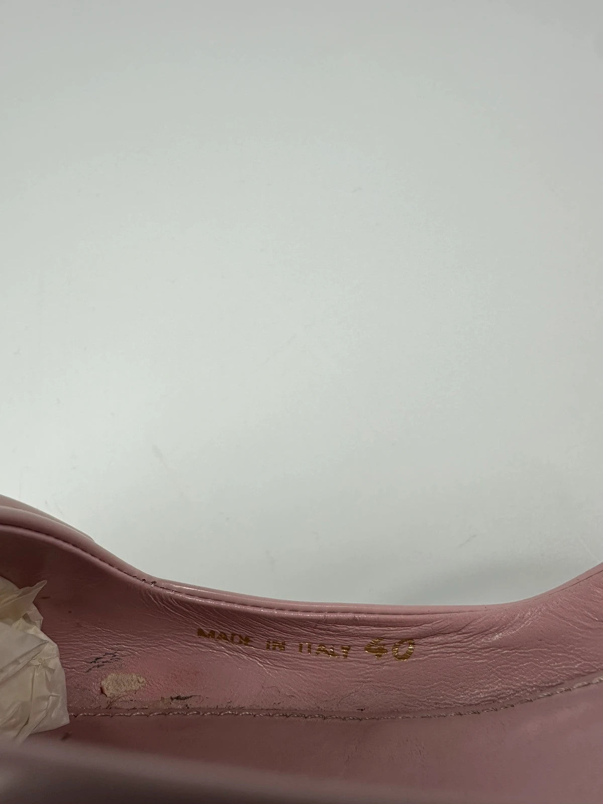 Prada pink leather heels with pointed toe and logo detail from SS2021 collection.
