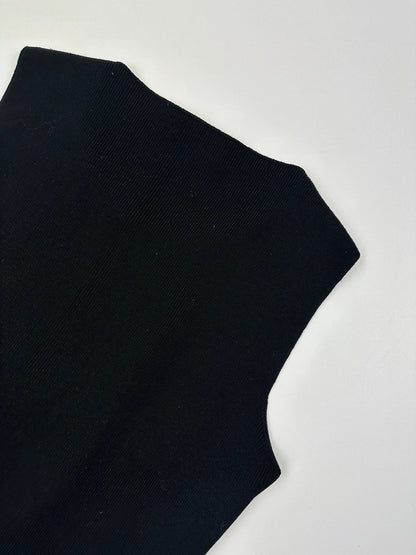 Prada black wool fur tank top, minimalist design, vintage 1999 collection.