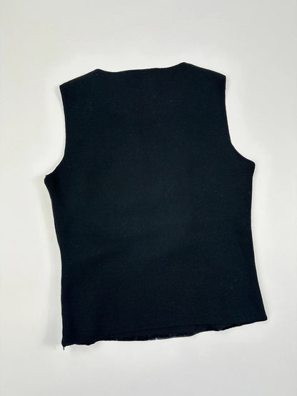 Prada black wool fur tank top, minimalist design, vintage 1999 collection.