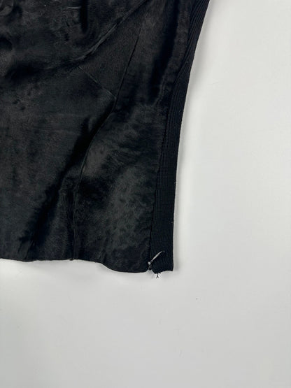 Prada black wool fur tank top, minimalist design, vintage 1999 collection.