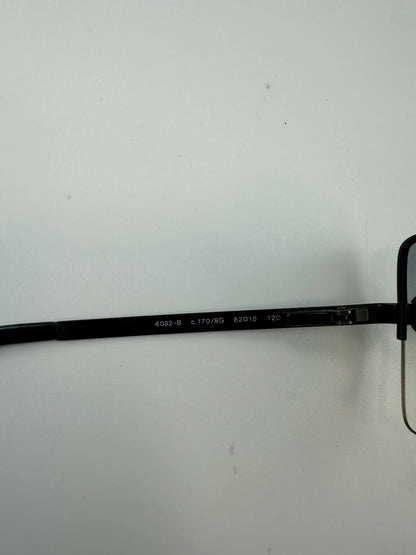 Chanel black and blue rimless sunglasses with double CC logo and strass details.