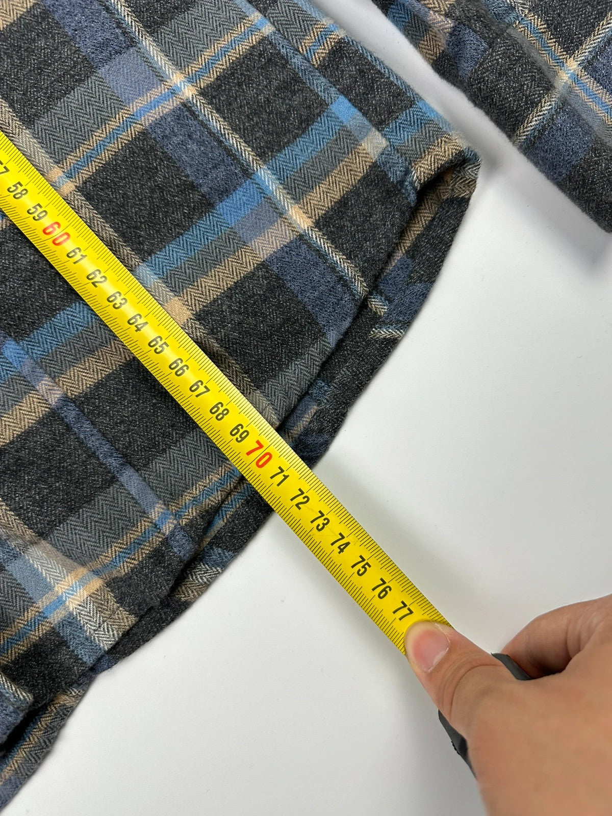 Dolce & Gabbana blue and grey checked flannel shirt with cargo pockets and long sleeves.