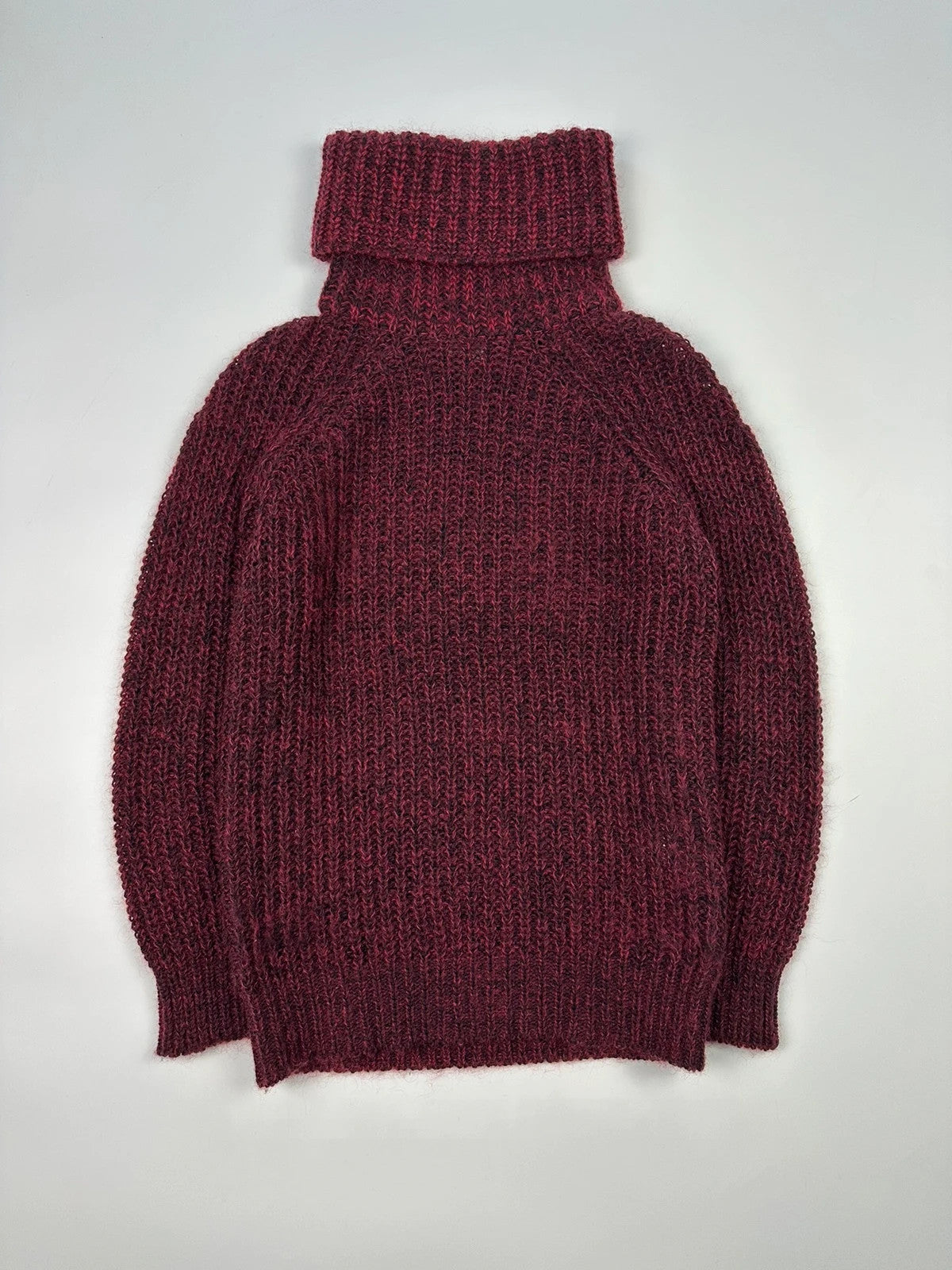 JUNYA WATANABE burgundy purple turtleneck knit sweater, soft mohair blend, vintage design.
