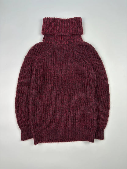 JUNYA WATANABE burgundy purple turtleneck knit sweater, soft mohair blend, vintage design.