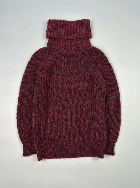 JUNYA WATANABE burgundy purple turtleneck knit sweater, soft mohair blend, vintage design.