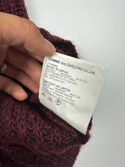 JUNYA WATANABE burgundy purple turtleneck knit sweater, soft mohair blend, vintage design.