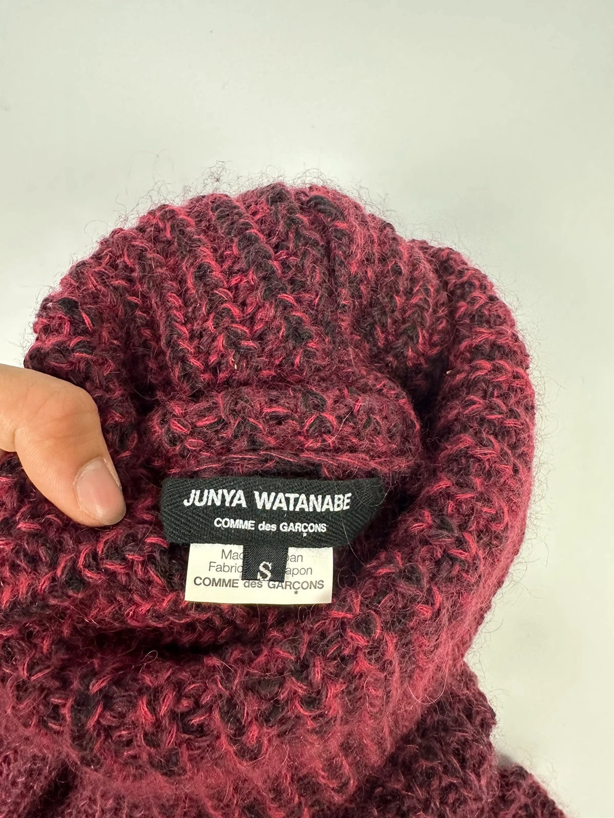 JUNYA WATANABE burgundy purple turtleneck knit sweater, soft mohair blend, vintage design.