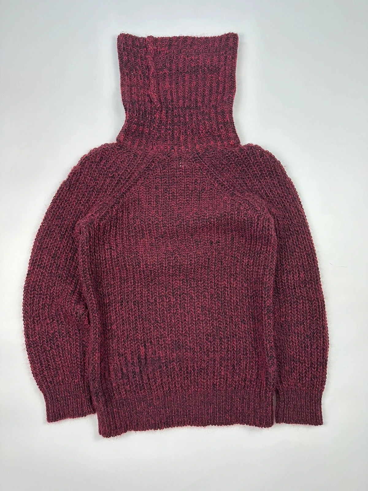 JUNYA WATANABE burgundy purple turtleneck knit sweater, soft mohair blend, vintage design.