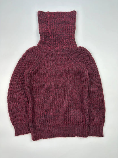 JUNYA WATANABE burgundy purple turtleneck knit sweater, soft mohair blend, vintage design.