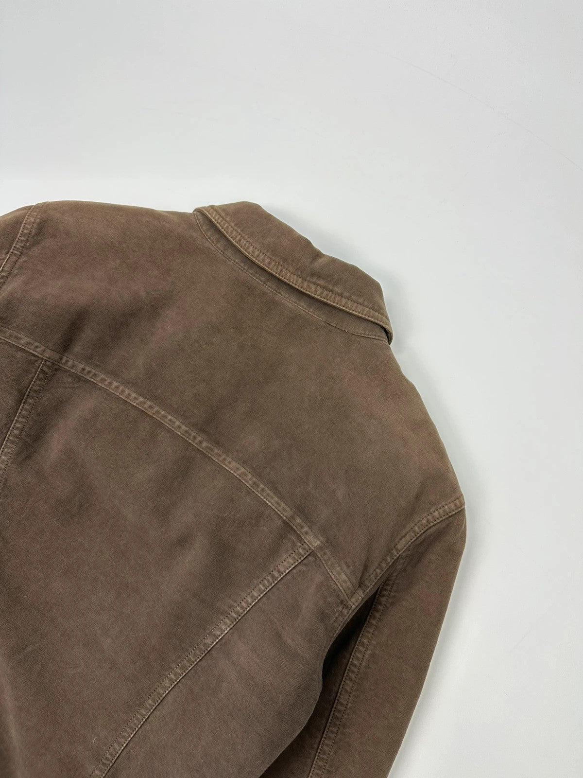 Dolce & Gabbana brown jacket with patch tags and vintage 2003 runway details.