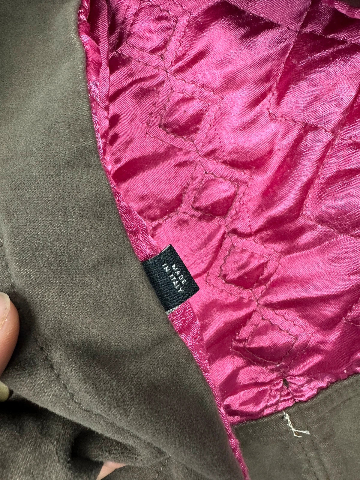 Dolce & Gabbana brown jacket with patch tags and vintage 2003 runway details.