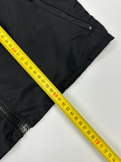 Marithé François Girbaud black nylon crop jacket with open back detail and vintage 90's style.