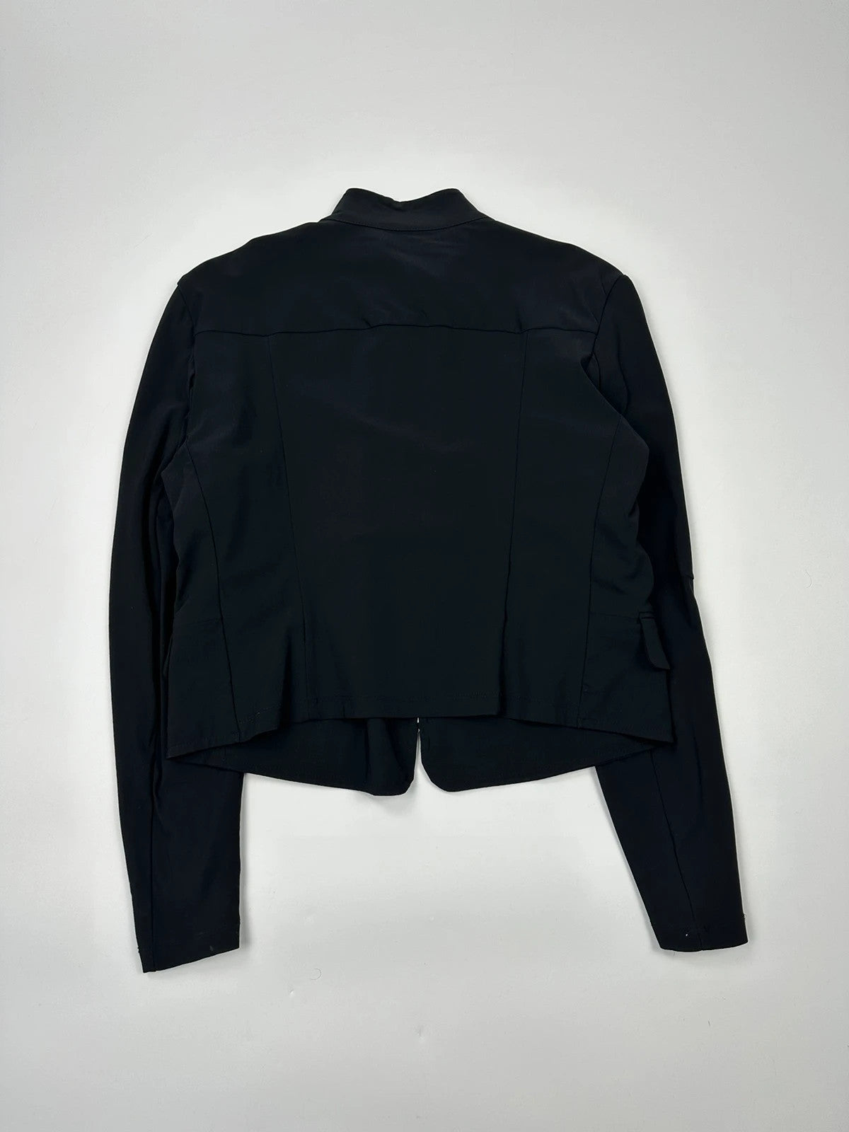 Marithé François Girbaud black fitted jacket with subtle logo detail and sleek design.
