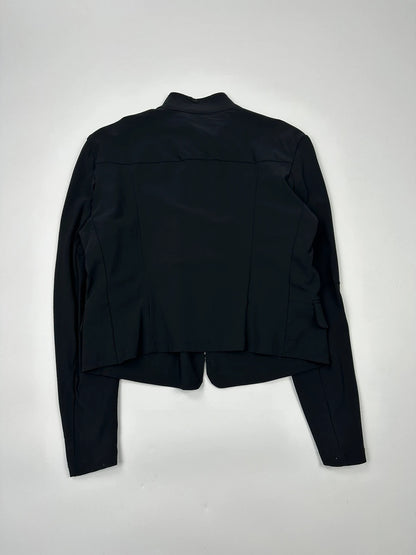 Marithé François Girbaud black fitted jacket with subtle logo detail and sleek design.
