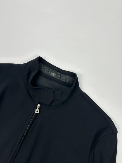 Marithé François Girbaud black fitted jacket with subtle logo detail and sleek design.