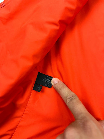 Prada orange nylon sleeveless vest jacket with logo detail from SS1999 collection.