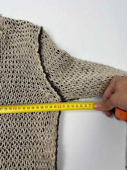 Dolce & Gabbana beige and brown knit sweater with visible stitching and fitted design.