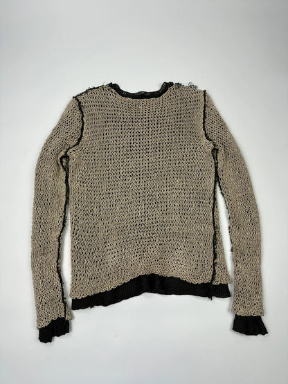 Dolce & Gabbana beige and brown knit sweater with visible stitching and fitted design.