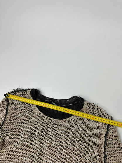 Dolce & Gabbana beige and brown knit sweater with visible stitching and fitted design.