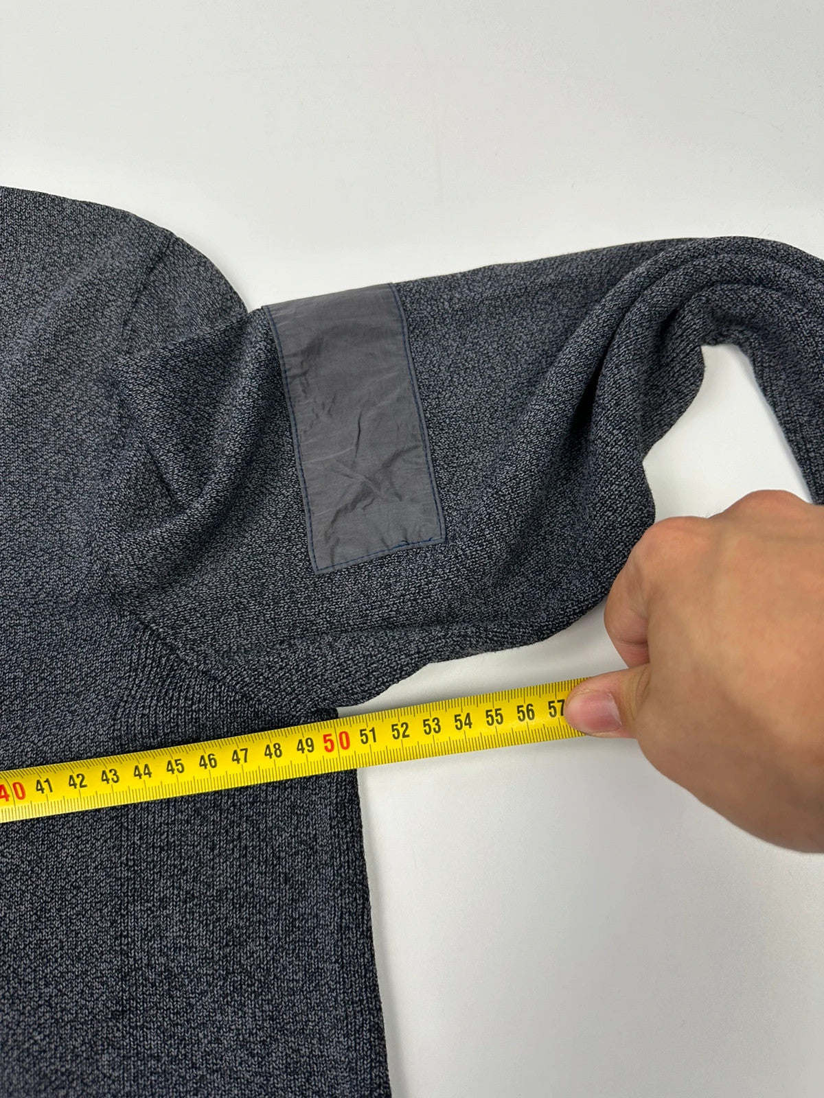 Prada Sport grey heathered knit sweater, boxy crop style, luxury designer label.