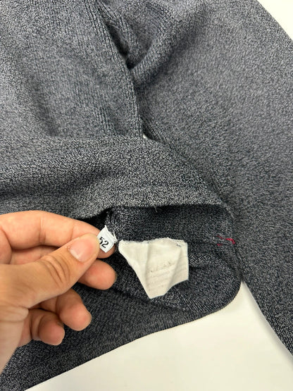 Prada Sport grey heathered knit sweater, boxy crop style, luxury designer label.