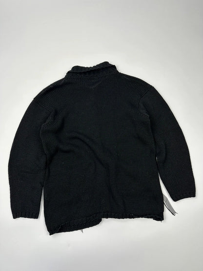 Jean-Paul Gaultier black knit cardigan with unique texture and minimalist design.