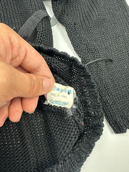 Jean-Paul Gaultier black knit cardigan with unique texture and minimalist design.