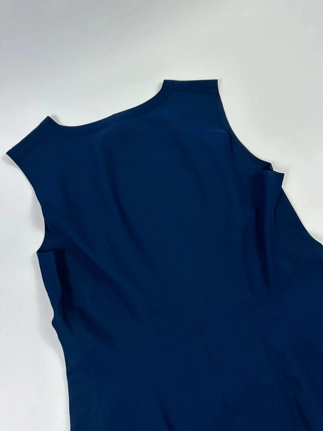 Marithe Francois Girbaud blue and navy ball gown with pockets and unique two-tone design.