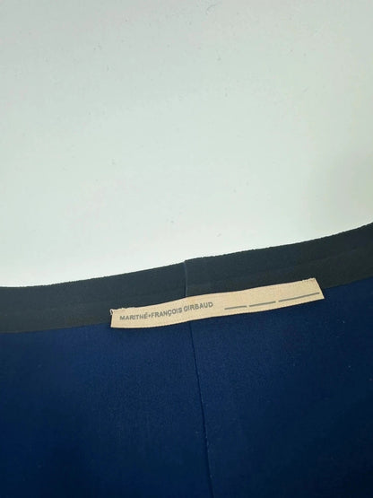 Marithe Francois Girbaud blue and navy ball gown with pockets and unique two-tone design.