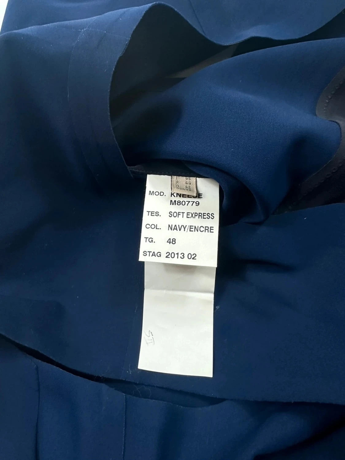 Marithe Francois Girbaud blue and navy ball gown with pockets and unique two-tone design.