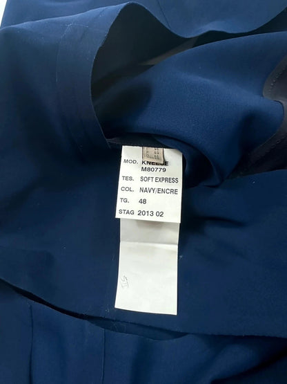 Marithe Francois Girbaud blue and navy ball gown with pockets and unique two-tone design.